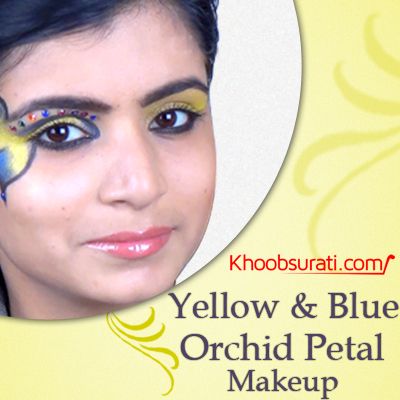 Yellow and Blue Orchid Petal Makeup