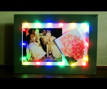 DIY LED Frame Made With Battery Powered String Fairy Lights