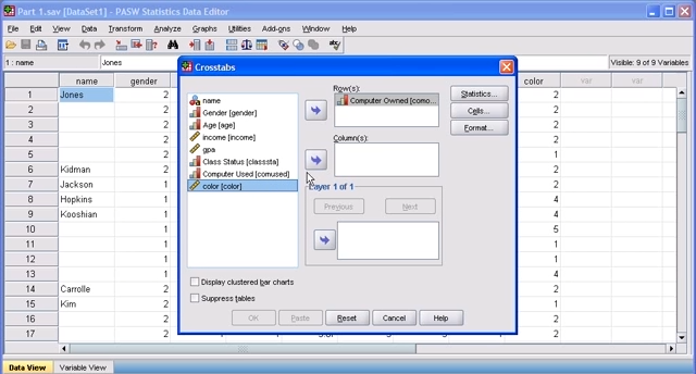Cross Tabulation: SPSS (1.6)