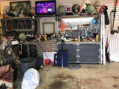 Rolling Workshop Workbench From Recycled Cabinets