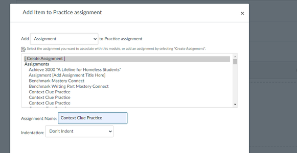 Creating an Assignment Under the Module