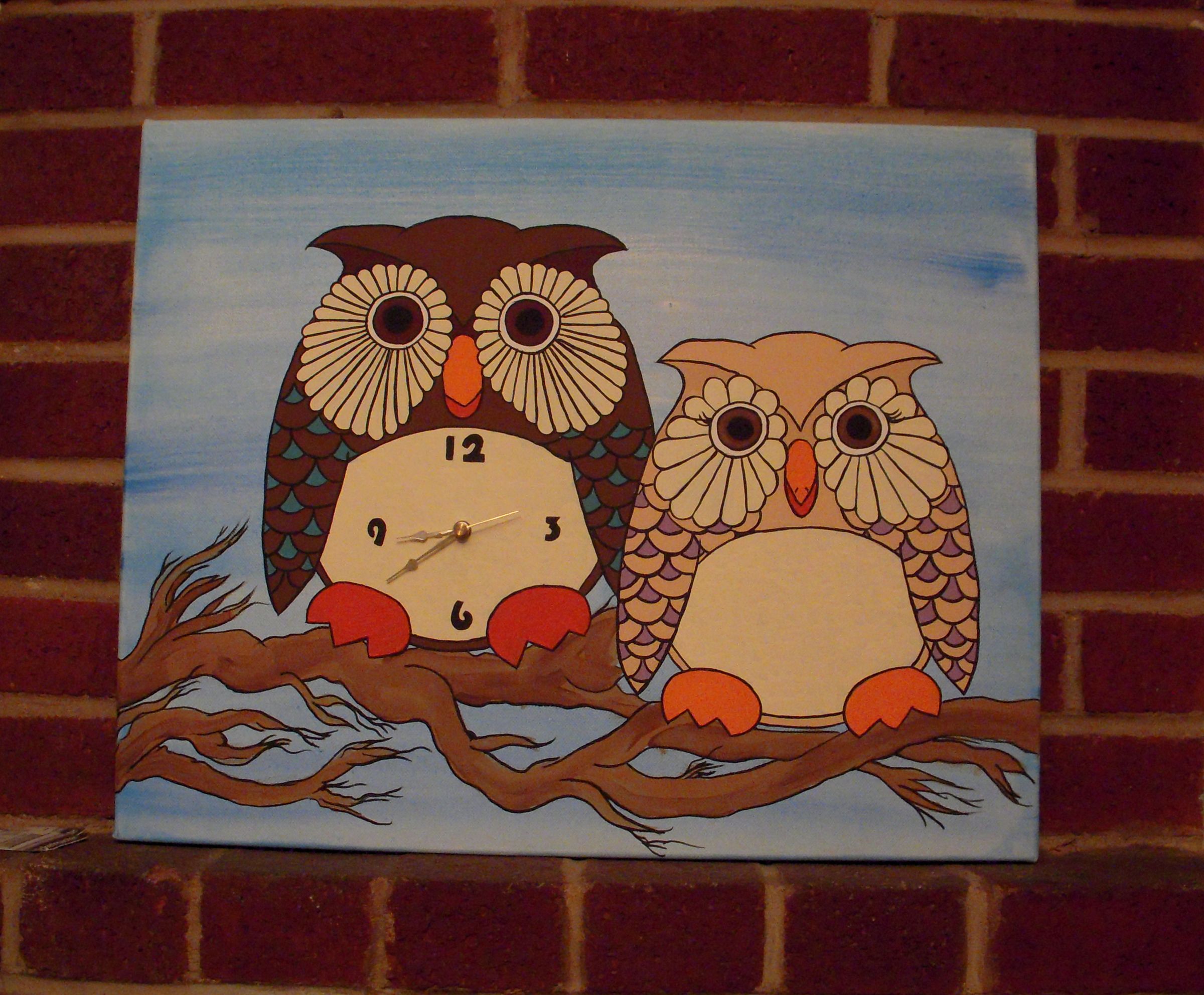 Paint Your Own Owl Couple Clock