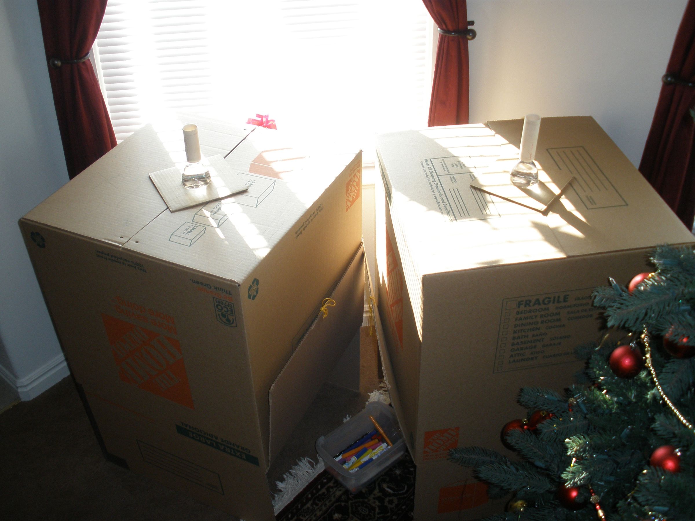 Cardboard Fort With Solar Bottle Bulb