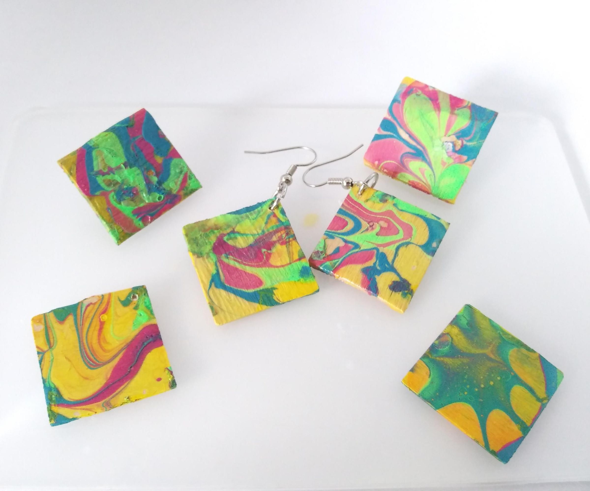 Water Marble Earrings - Easy