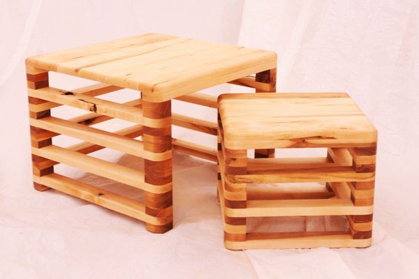 TAB, Small Table and Stool by Samuel Bernier