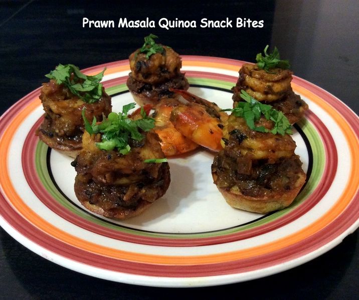Quinoa Snack Bites - Prawn Masala Quinoa Snack Bites AND Roasted Pepper Tahini Sauce Quinoa Pizza Bites
