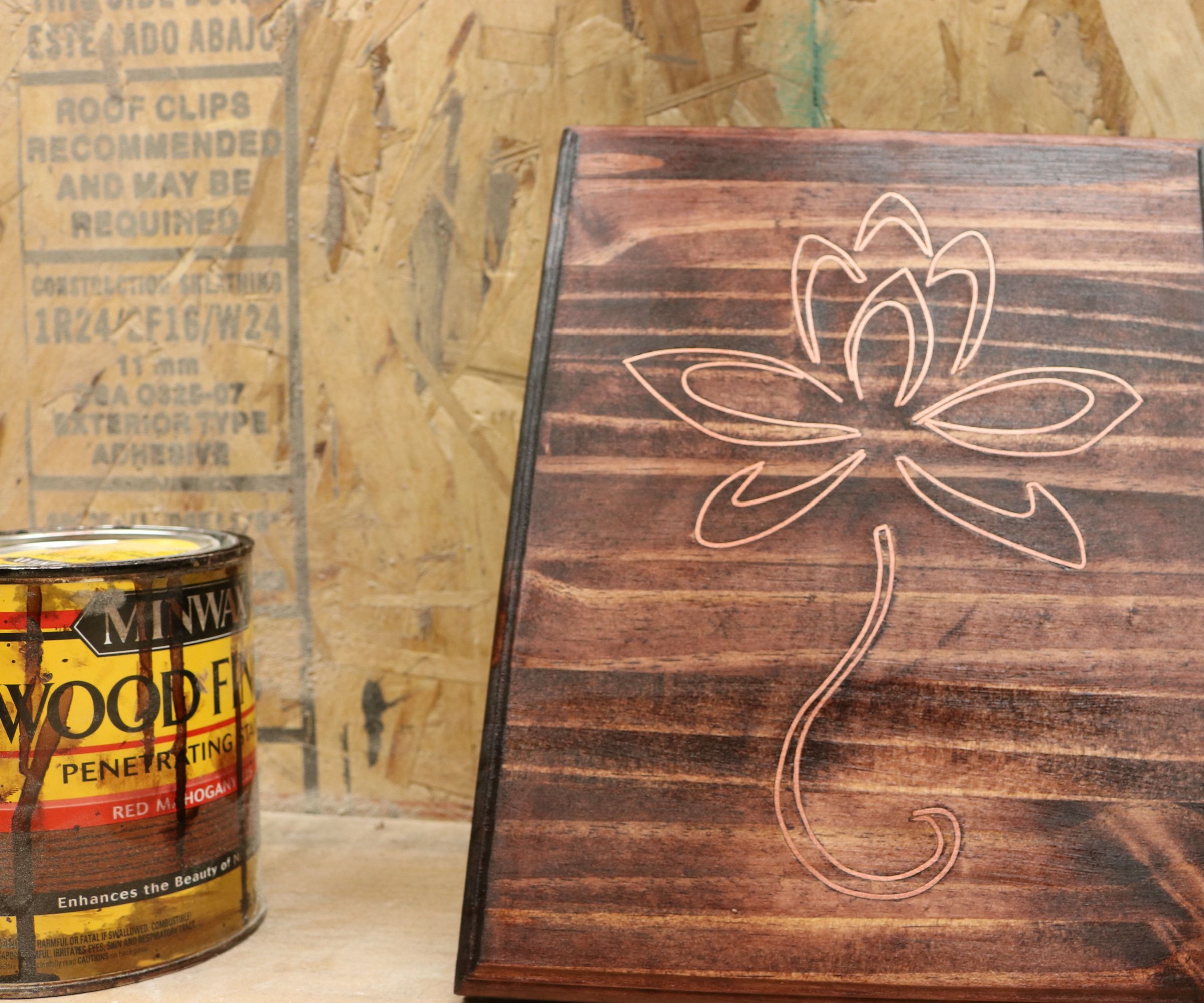 Copper Inlayed Wood Plaque