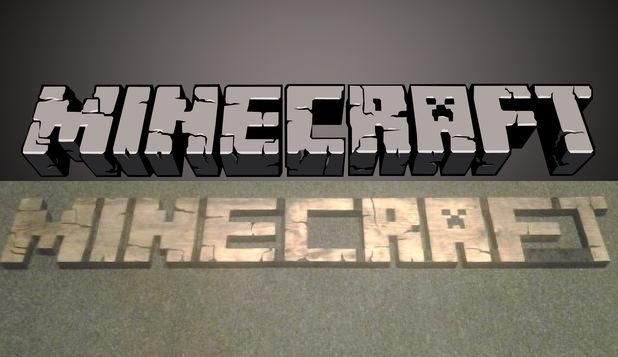 3D burned/carved wooden Minecraft logo