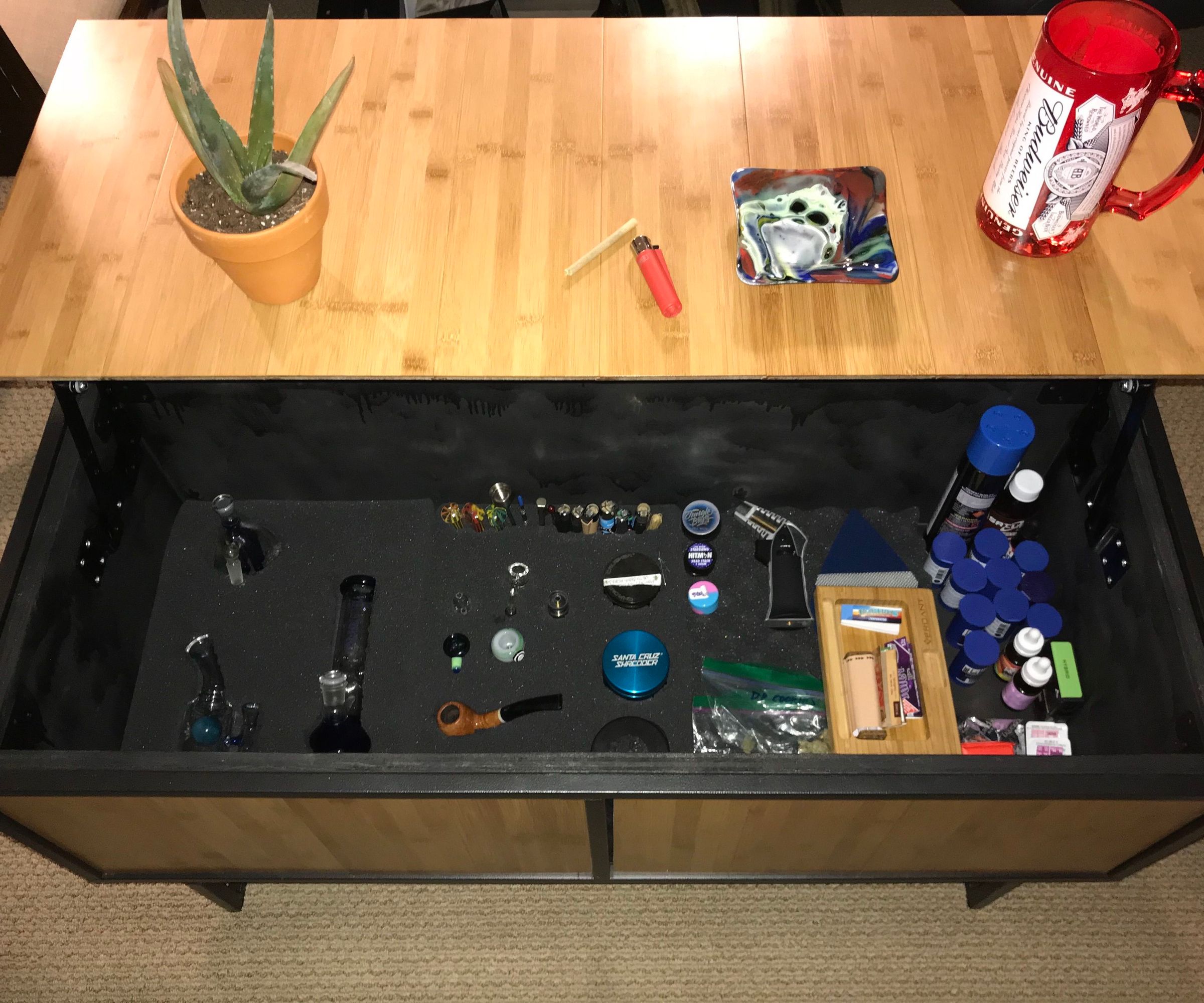 Hidden Cannabis Storage Coffee Table