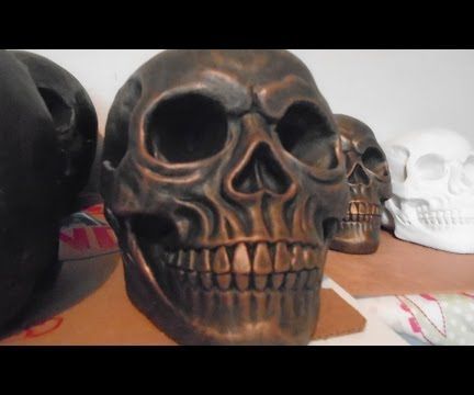 Dry Brush Technique - Concrete Skull Cast With Metallic Copper Effect 