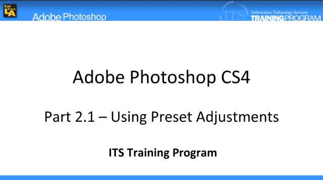 Using Preset Adjustments to Correct and Enhance Images: Adobe Photoshop