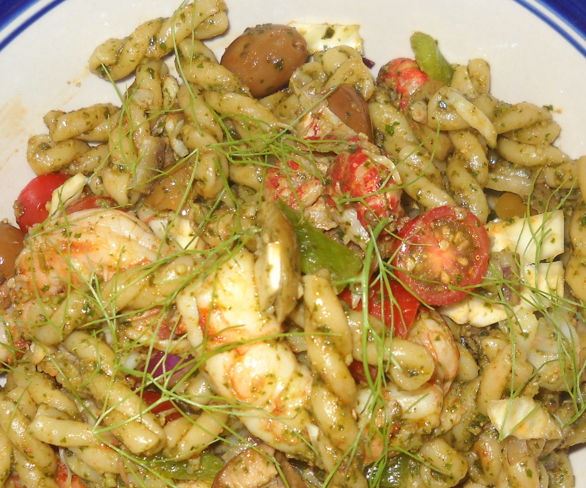 Penne Al Pesto With Shrimp, Crayfish & Fennel