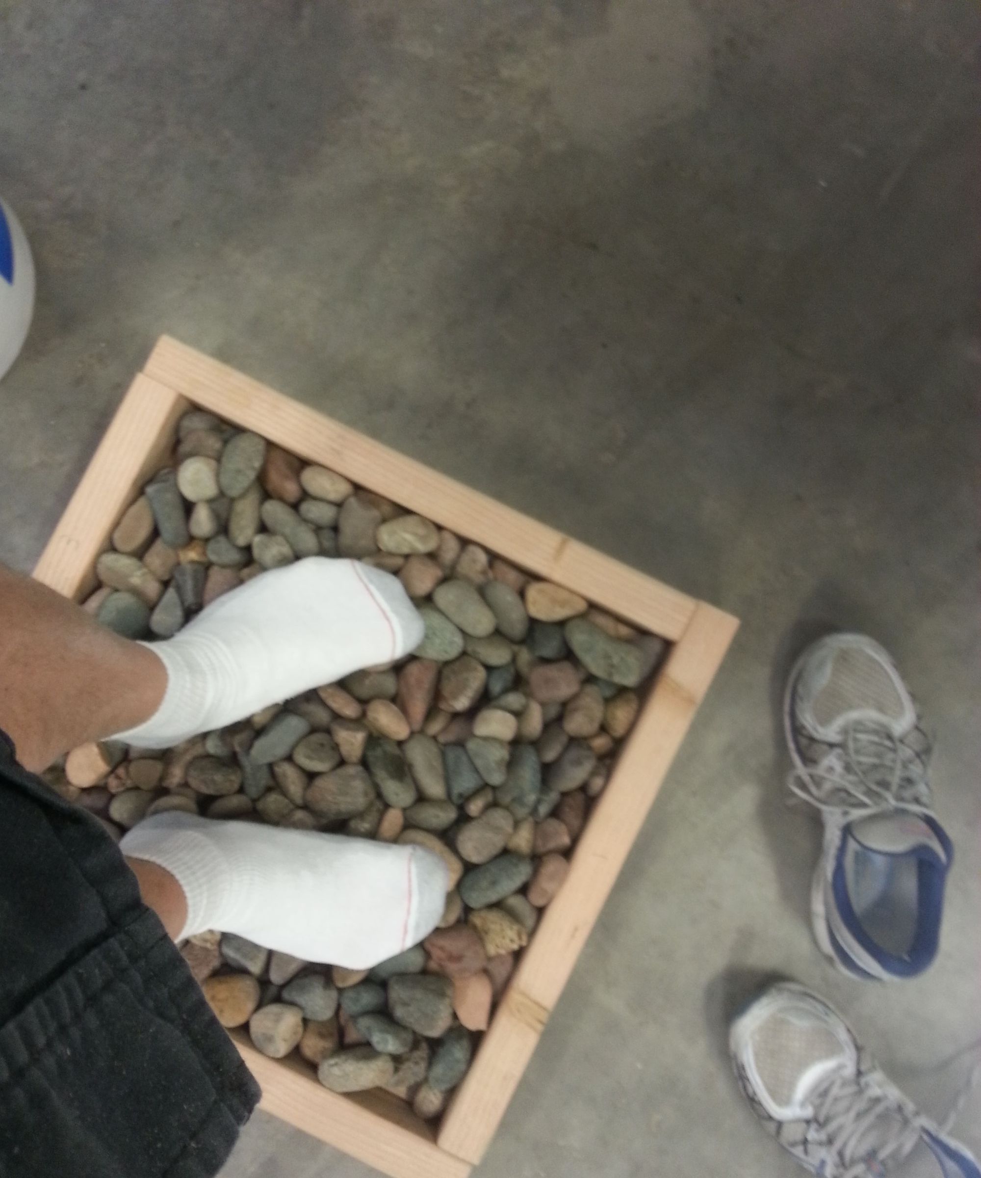 Acupressure Foot Massager Using River Rocks and 2x4s