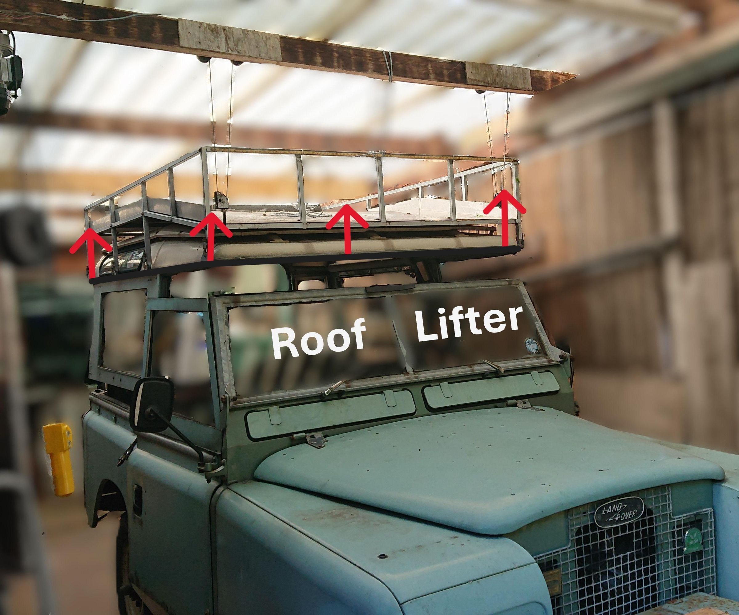Roof Rack or Entire Roof Hoist, Thunderbirds Style. Also Good for Roof Tent Storage.