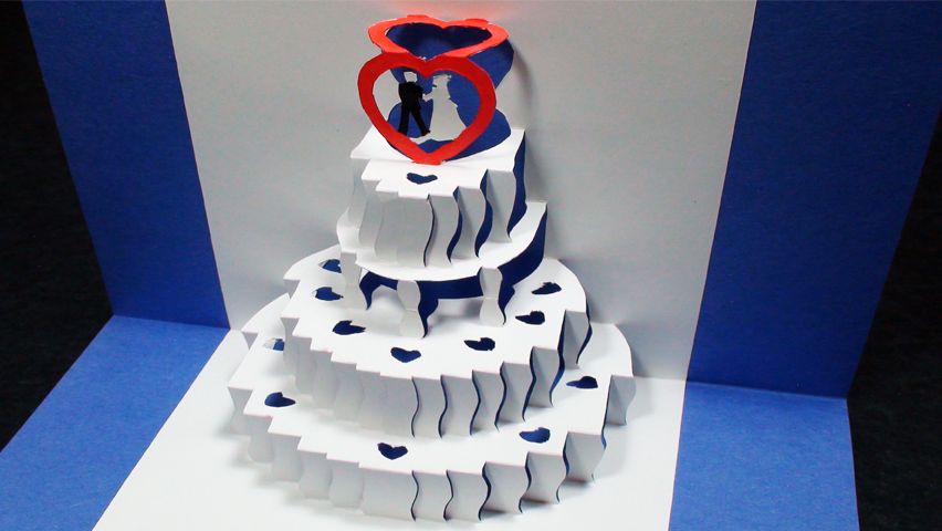 How to Make a Wedding Cake Pop Up Card Kirigami 3D Wedding Greeting Card - TCGames HD!