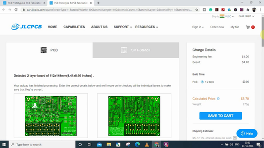 Uploading the Gerber File and Set the Parameters