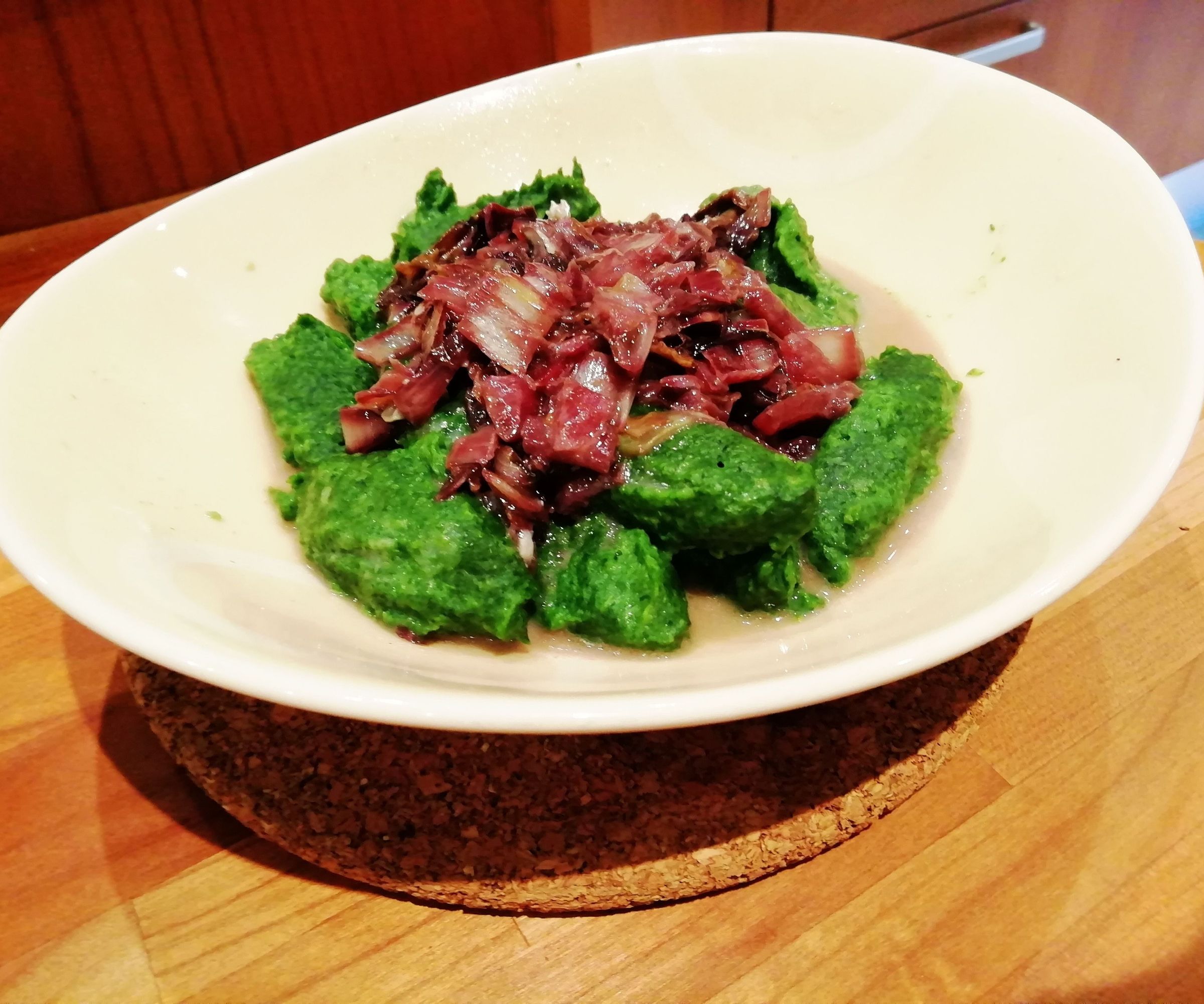 Fresh Spinach Gnocchi With Radicchio and Blue Cheese