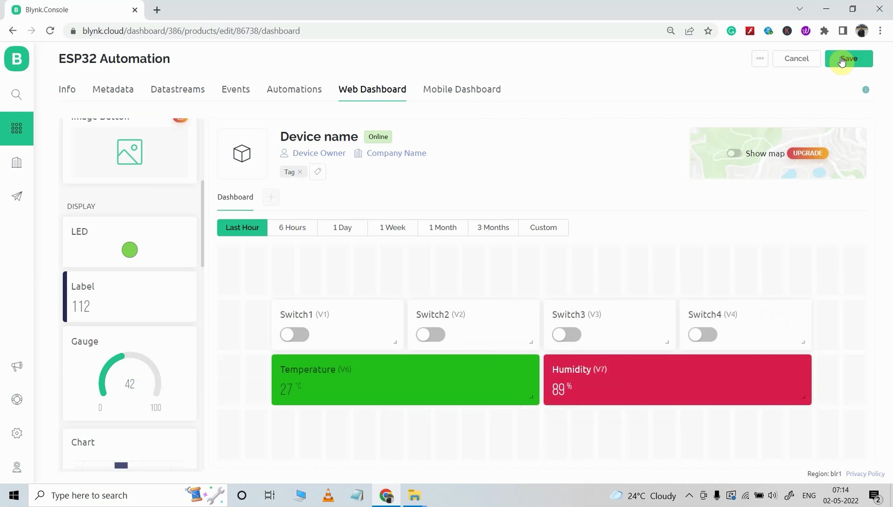 IoT Project Using ESP32 Blynk Google Assistant With Timer & Sensor : 19 ...