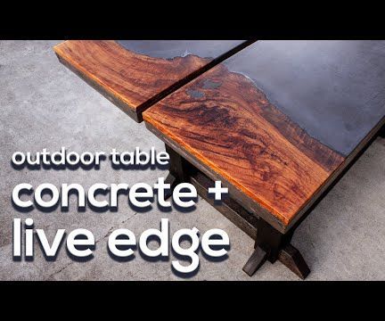Outdoor Dining Table | Concrete and Live Edge