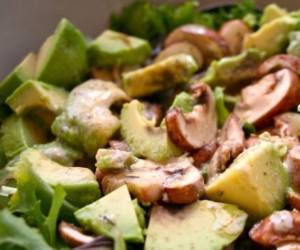 Spring Salad With Lettuce, Avocado and Fresh Mushrooms
