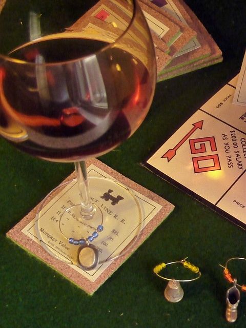 Monopoly Wine Charms and Coasters