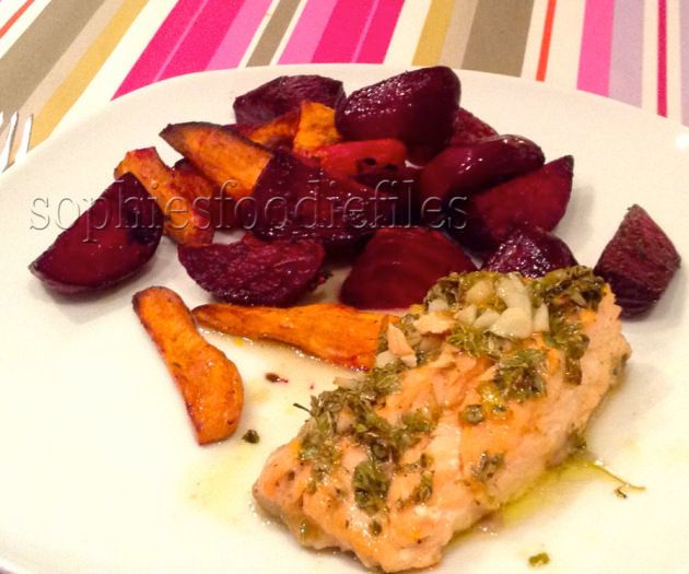 Oven Roasted Dinner With Marinated Salmon