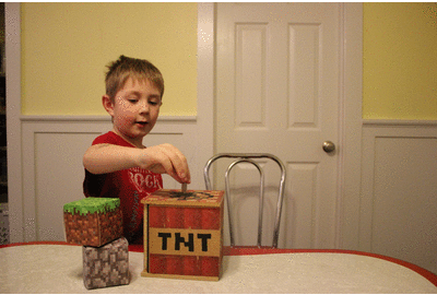 Minecraft Exploding TNT Prank Bank (Wood Printer Image Transfer)