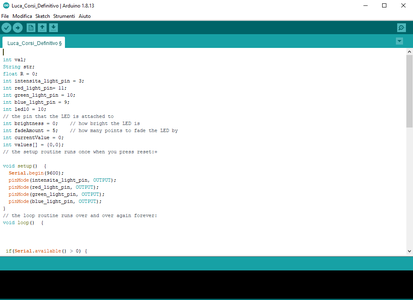 Scrittura Codice Su IDE Arduino 