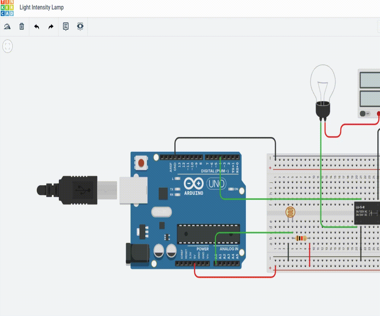 Simulating a Relay Activated Lamp in TinkerCAD