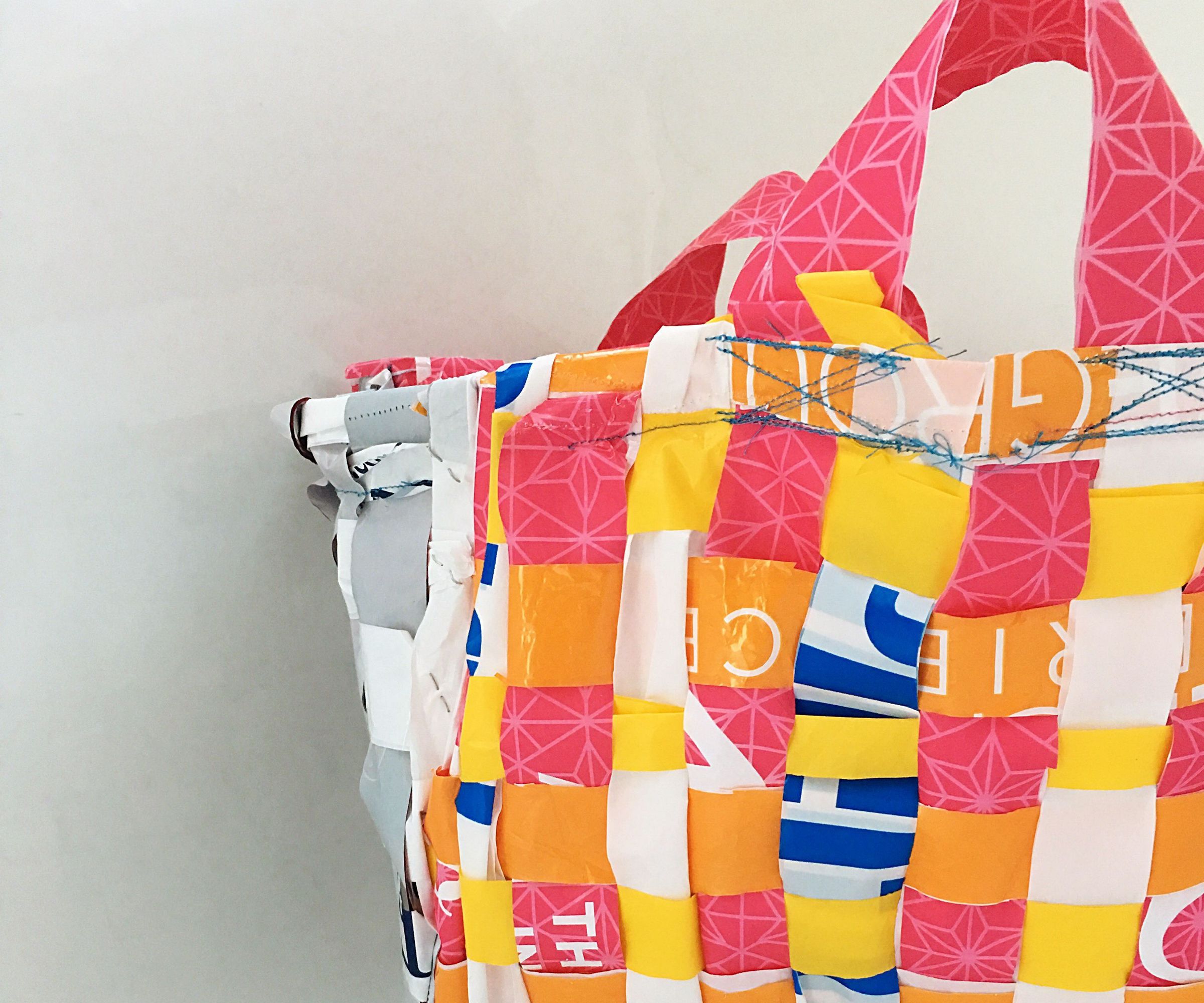 Reusable Grocery Bag- Woven Out of Old Shopping Bags! 