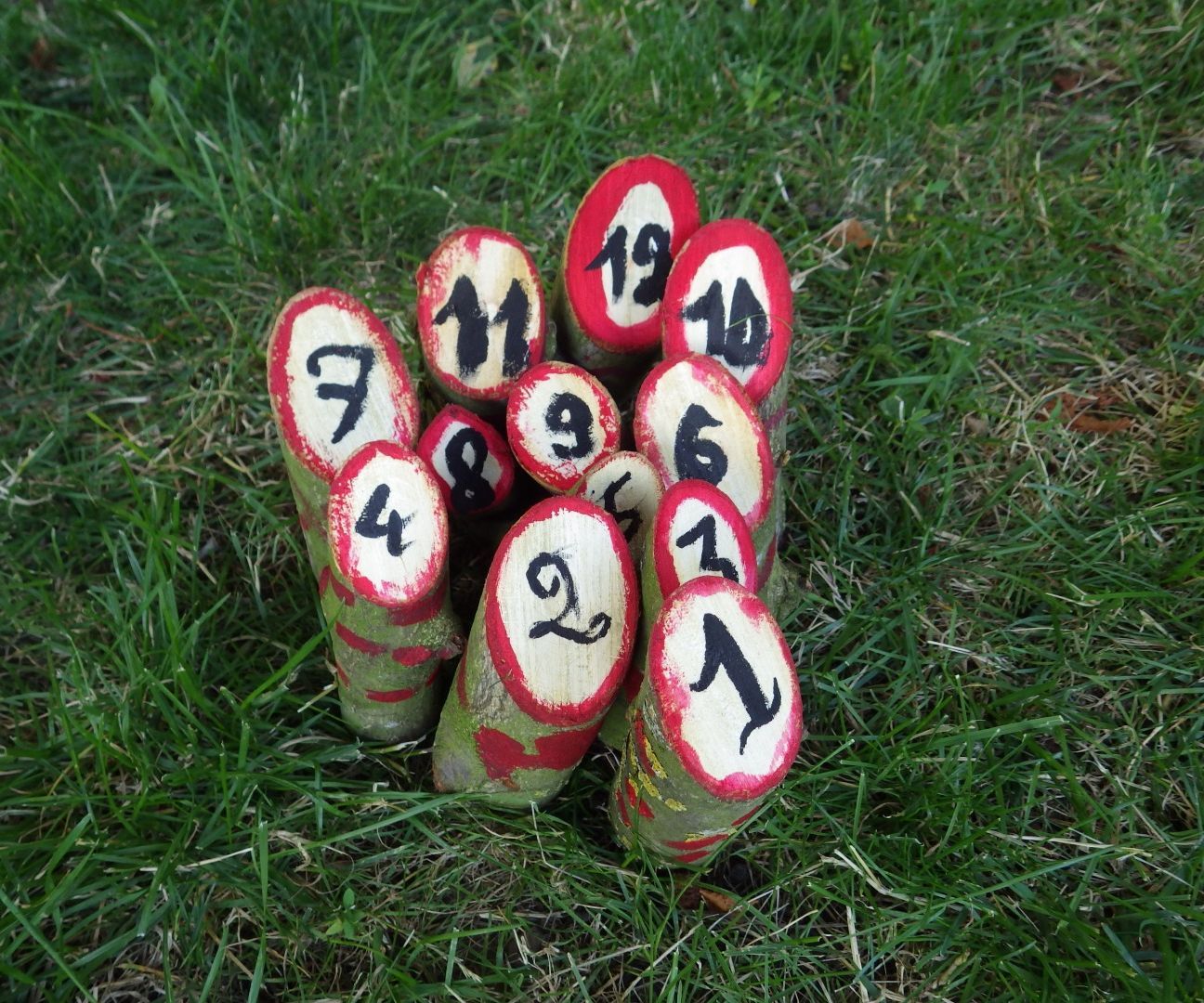 Rustic wood Finnish style skittles game