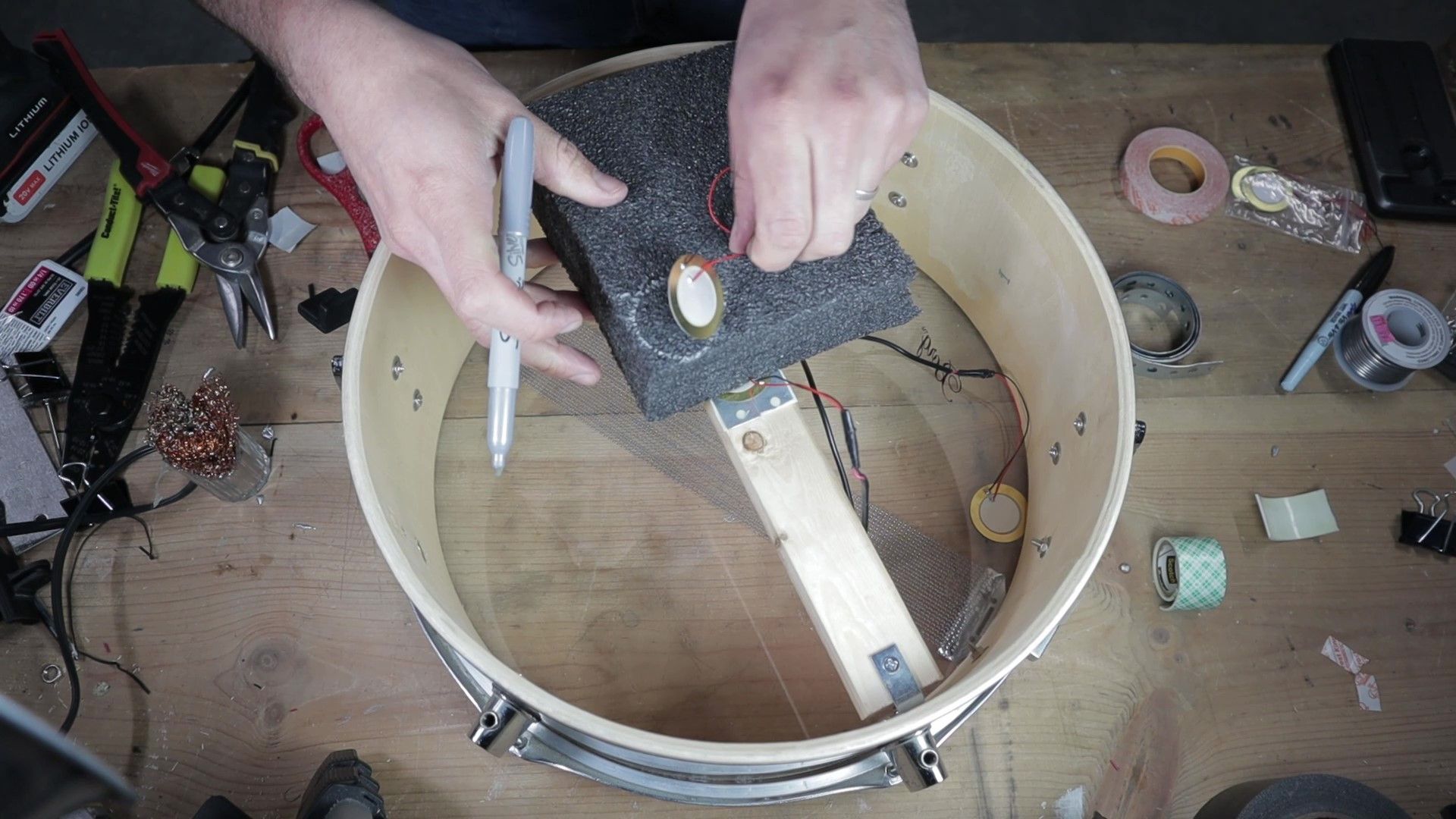 Drum Conversion Acoustic to Electric With DIY Heads and Triggers 6