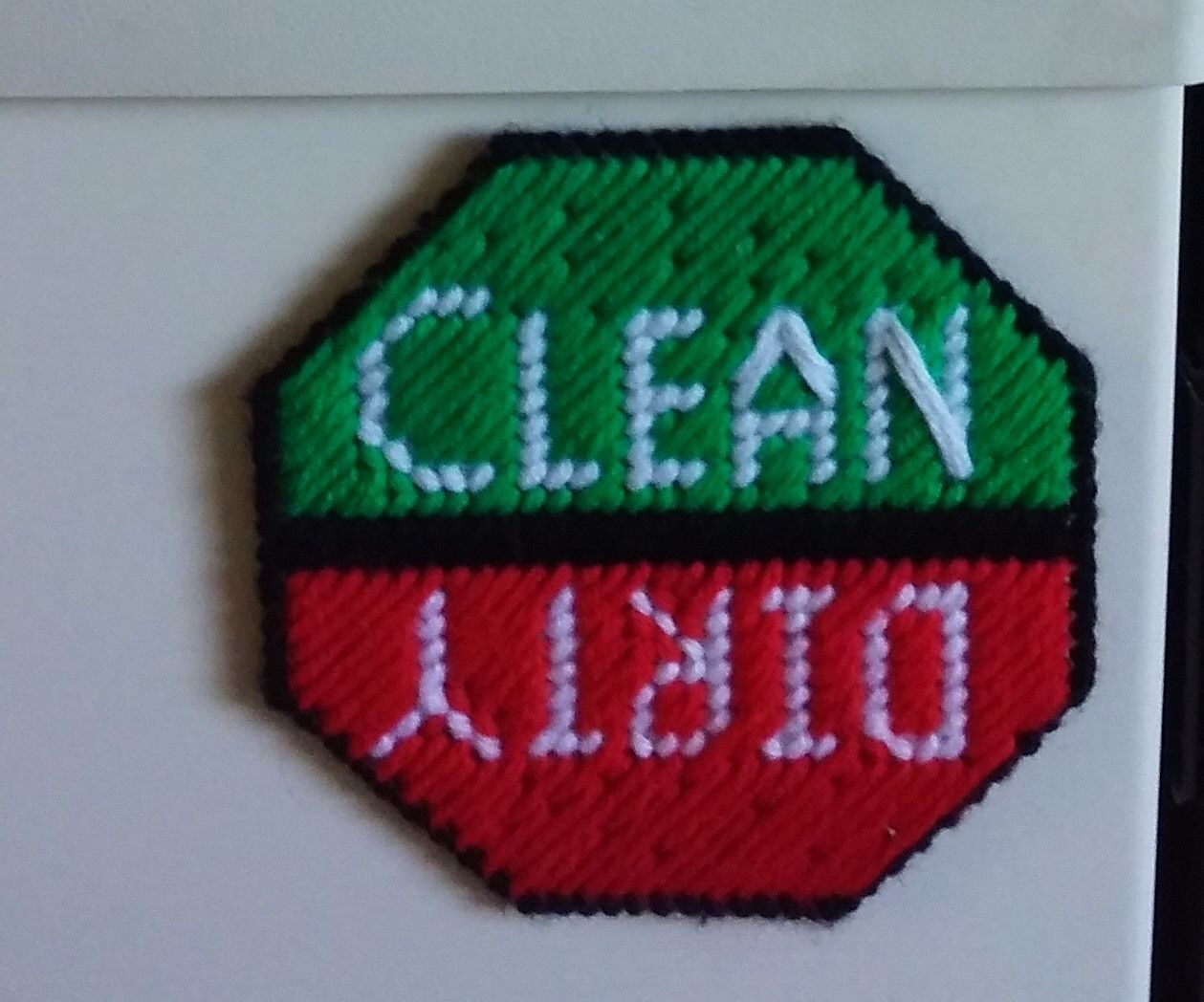 Plastic Canvas Dishwasher Sign