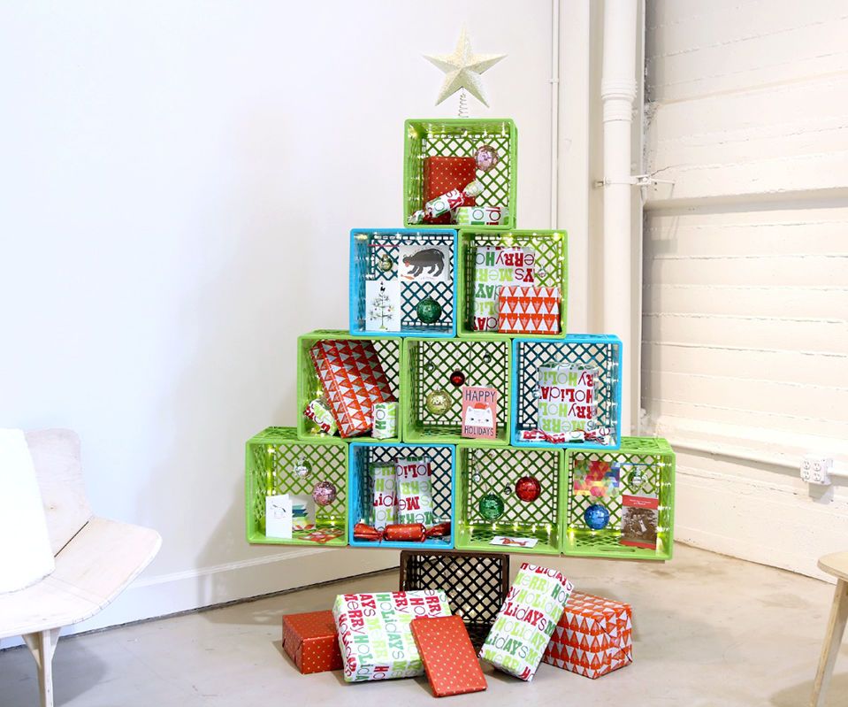 Milk Crate Christmas Tree