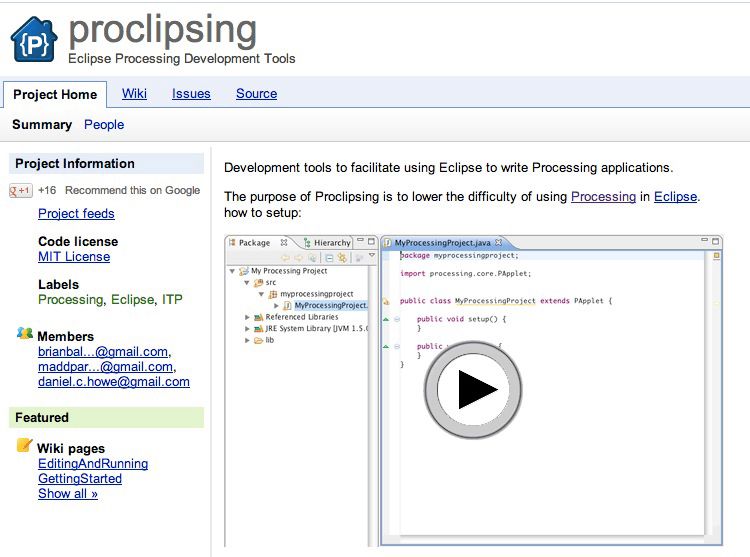 Proclipsing: Using the Eclipse IDE for Processing Projects