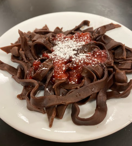 Chocolate Pasta With Strawberry "Marinara" Sauce 