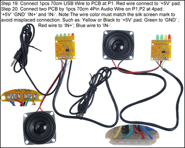 Connect 1pcs 70cm USB Power Wire to PCB at P1