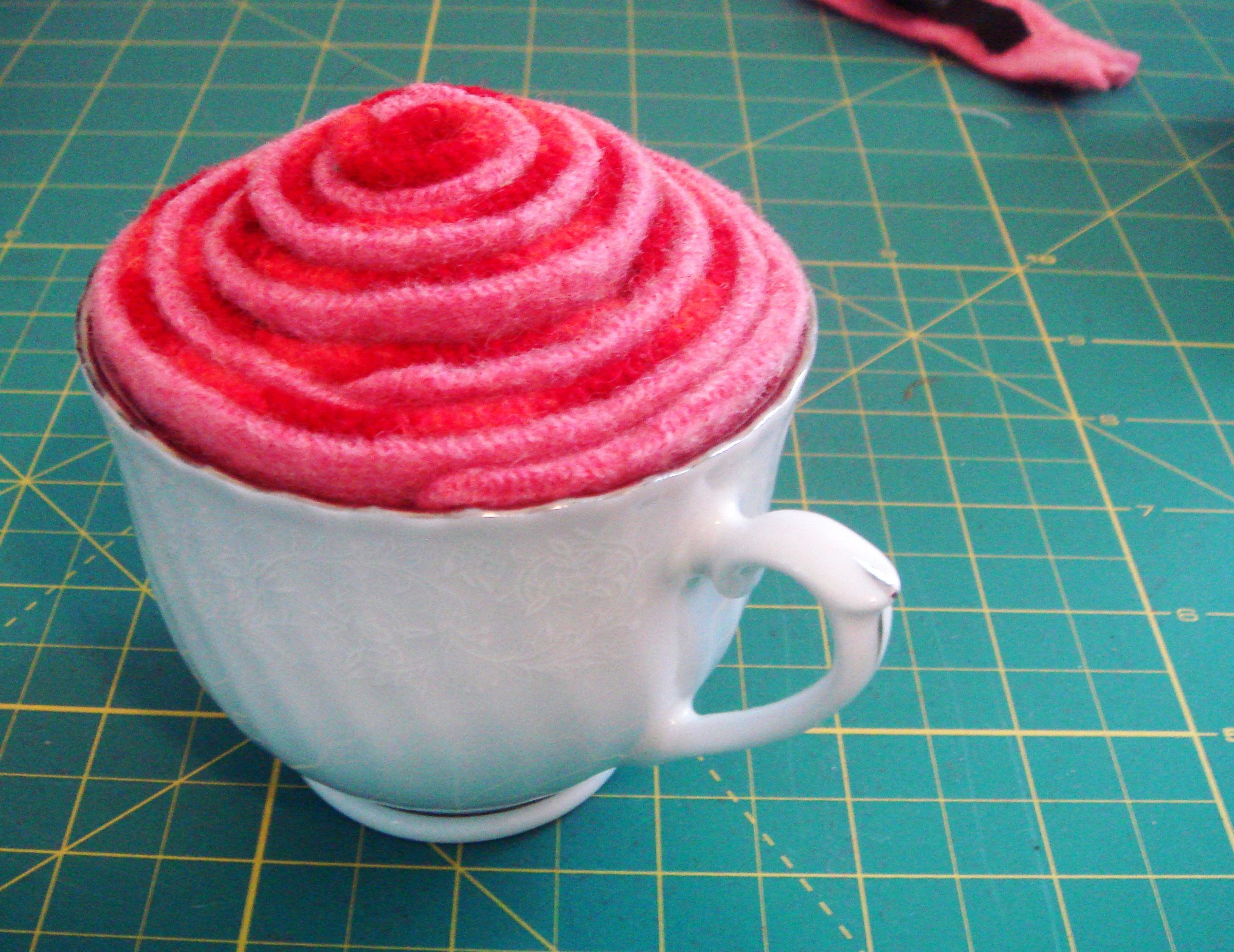 Cupcake in a Teacup Pincushion (recycled/upcycled/repurposed!)