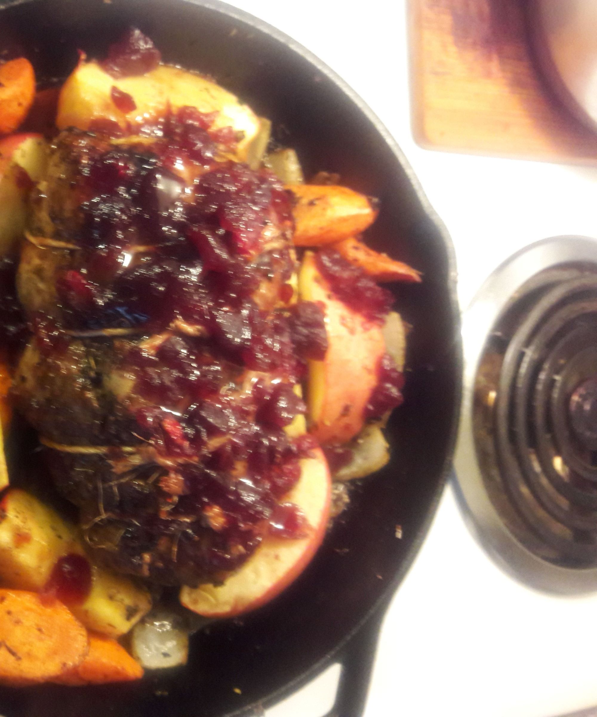 ROAST PORK LOIN WITH APPLE BOURBON CRANBERRY SAUCE