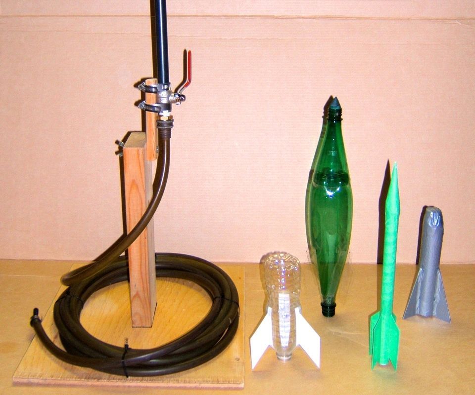 Launcher for Air Rockets and Corks, Using a Garden Hose
