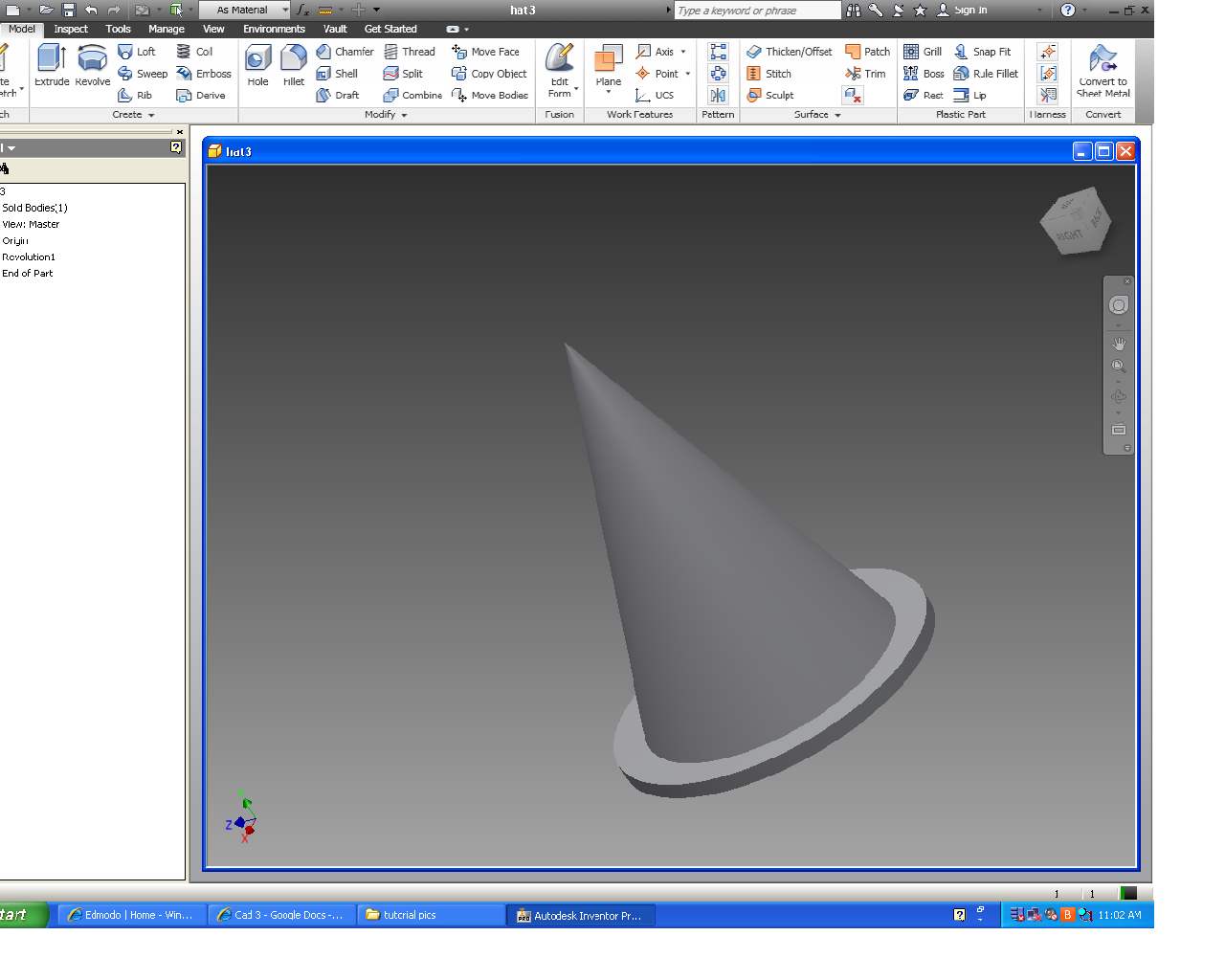 How to Create a 3D Model of a Witches Hat Using Autodesk Inventor( and How to Create a Basic Model)
