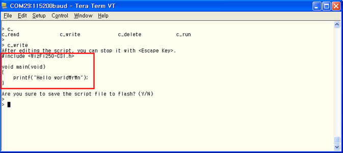 Hello World Applcaiotn Using WizFi250-CSI