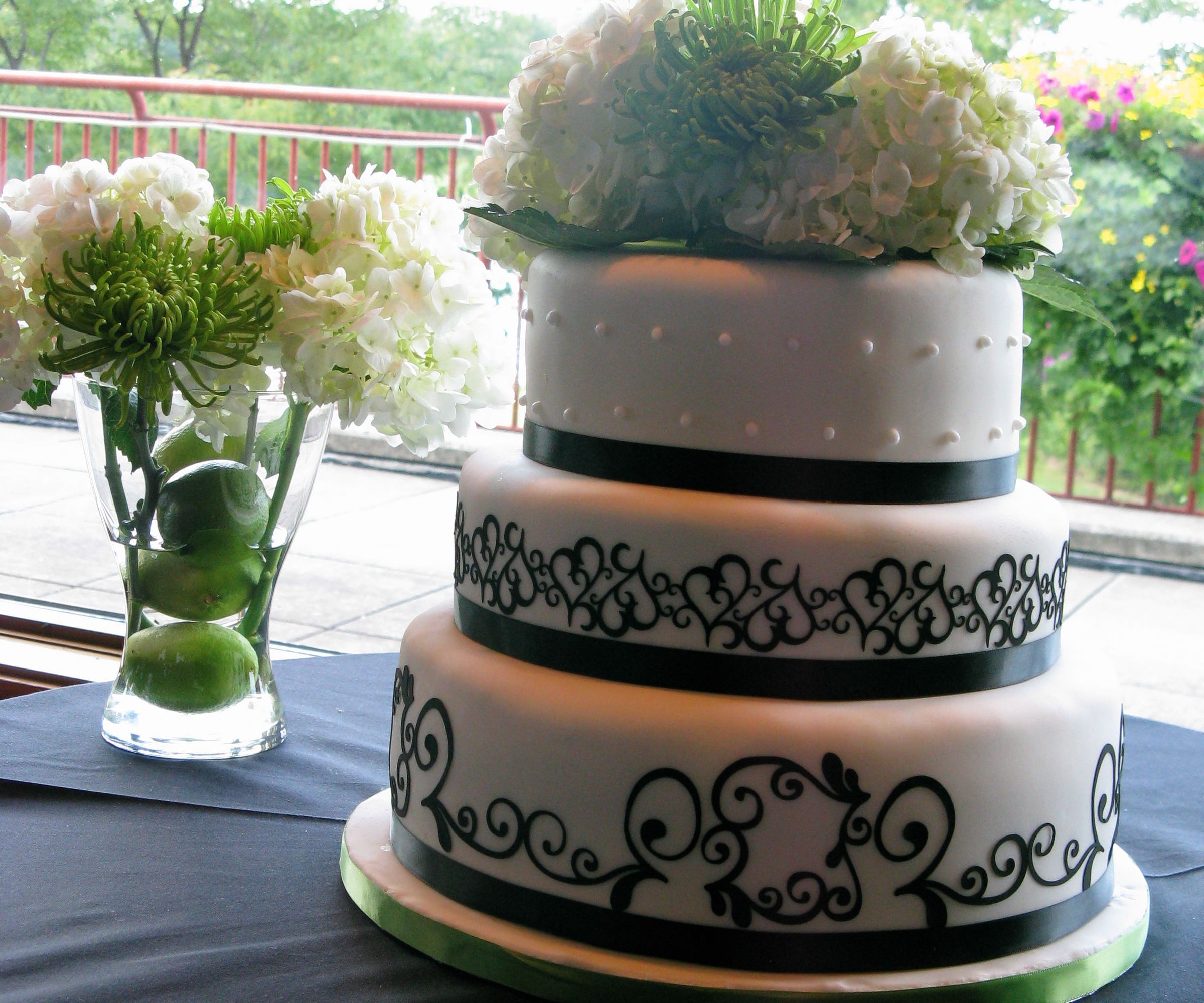 3-Tier Black & White Wedding Cake