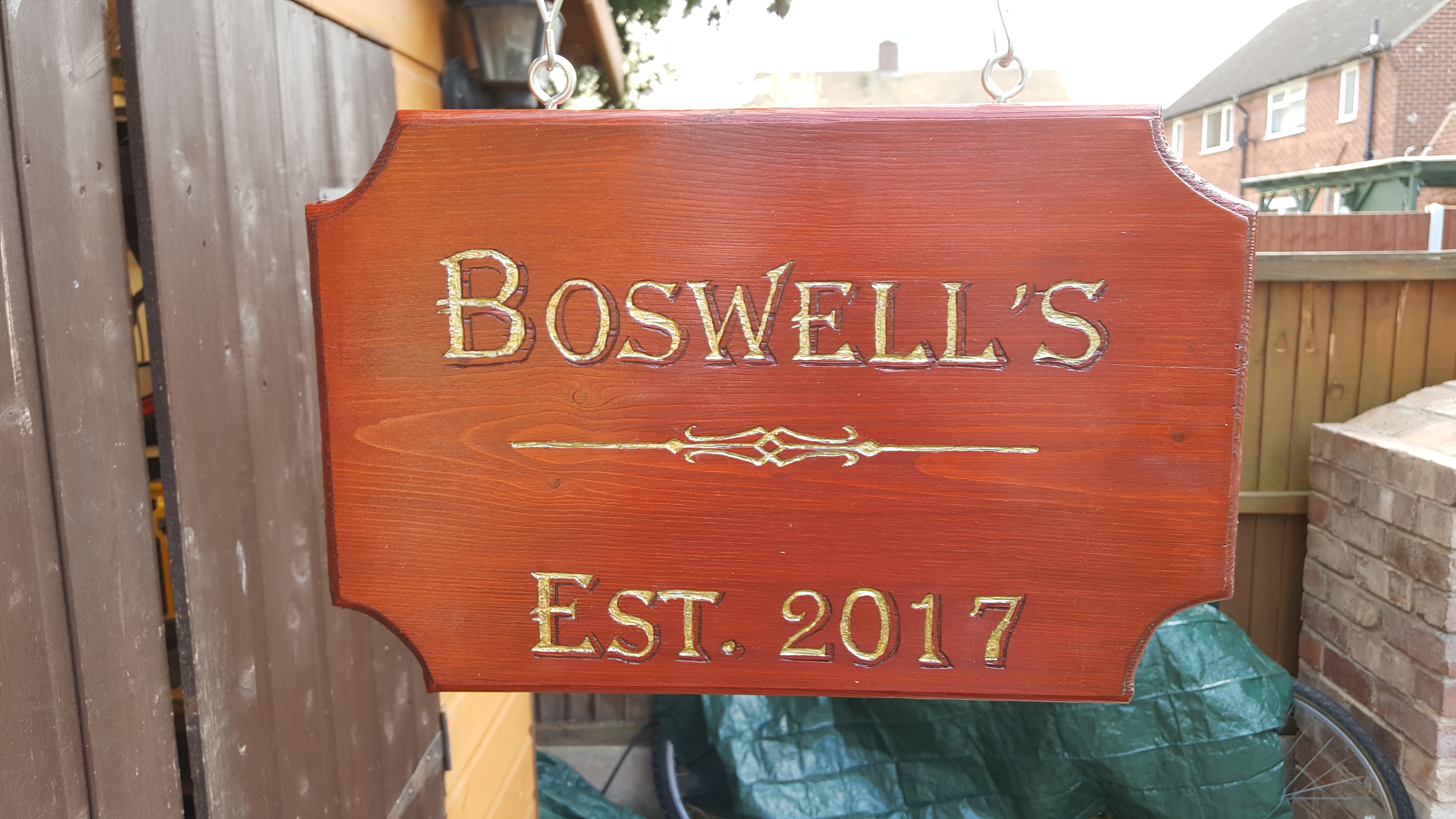 Hand carved hanging Bar Sign