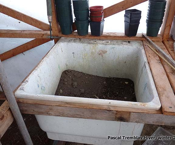 Potting Bench - Greenhouse Soil Sink Potting Bench Idea