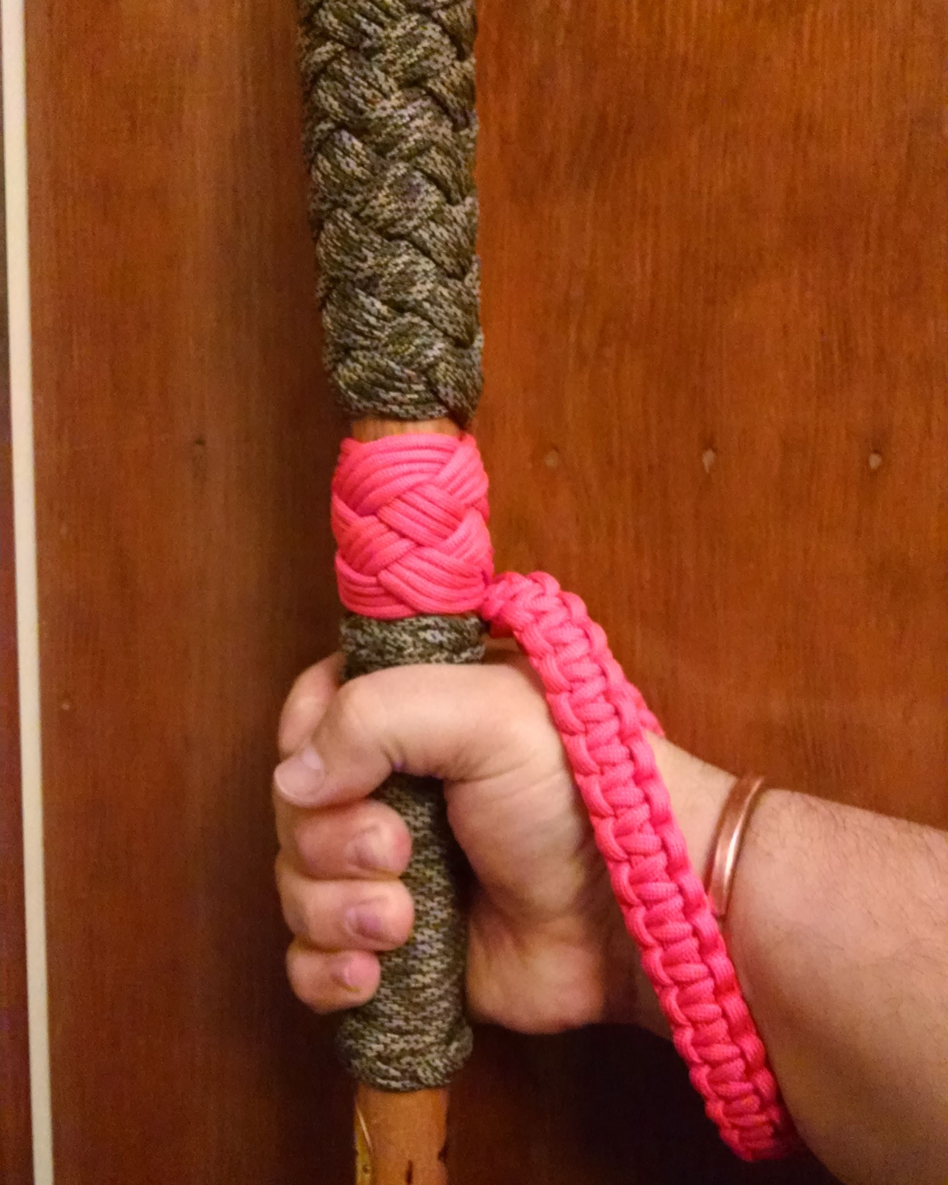 Long Turks Head Knot With Solomons Bar Strap for Walking Stick
