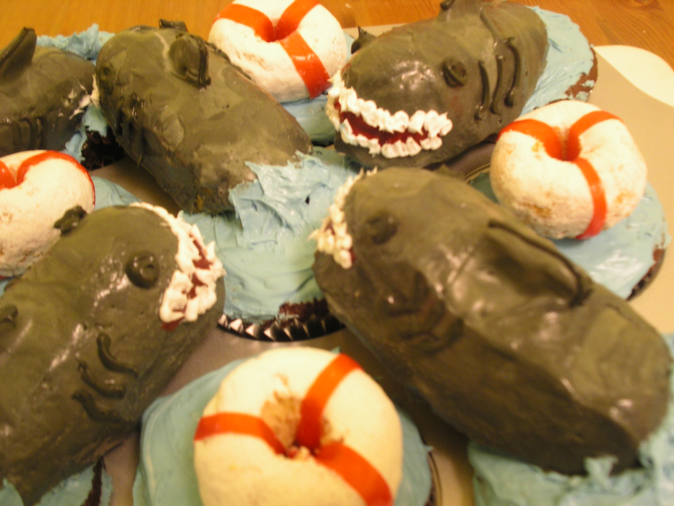 Shark and Life Saver Cupcakes