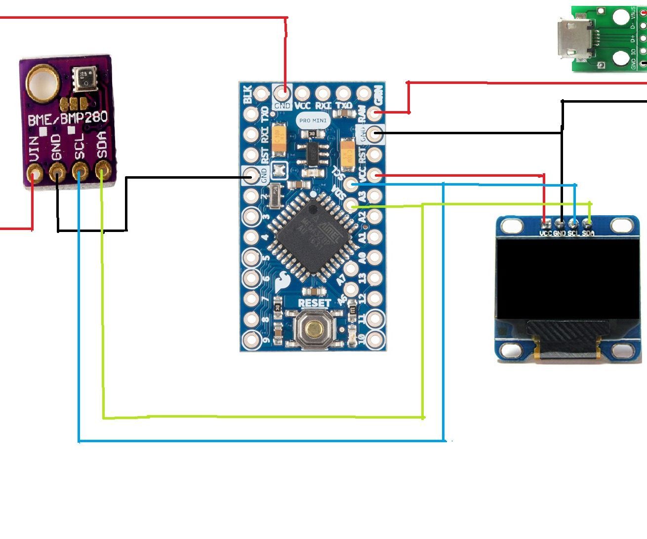 Simple Weather Station With BME280, Arduino and OLED Display