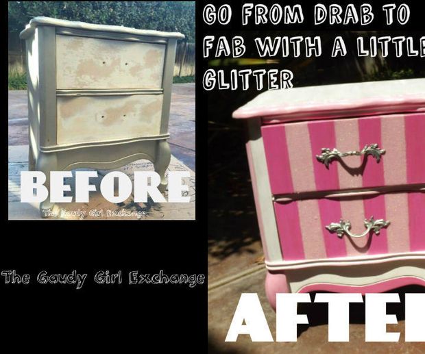 glitter paint dresser DIY Sparkly Glitter Dresser