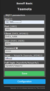 Configuring the Tasmota Device